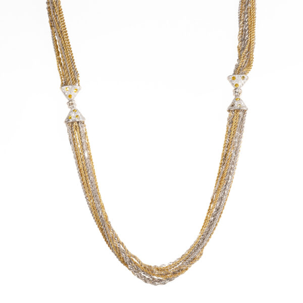 d'Avossa Necklace in White and Yellow Gold, with White and Fancy Yellow Diamonds