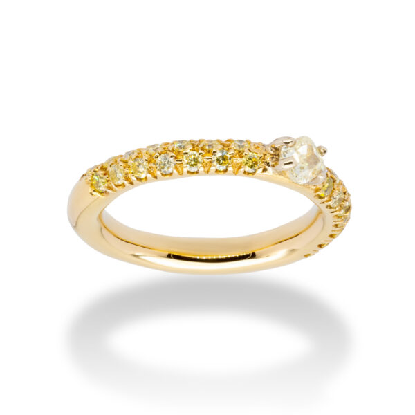 d'Avossa Ring 18kt yellow gold with a pavé of fancy yellow natural diamonds and a central fancy natural diamond (3)