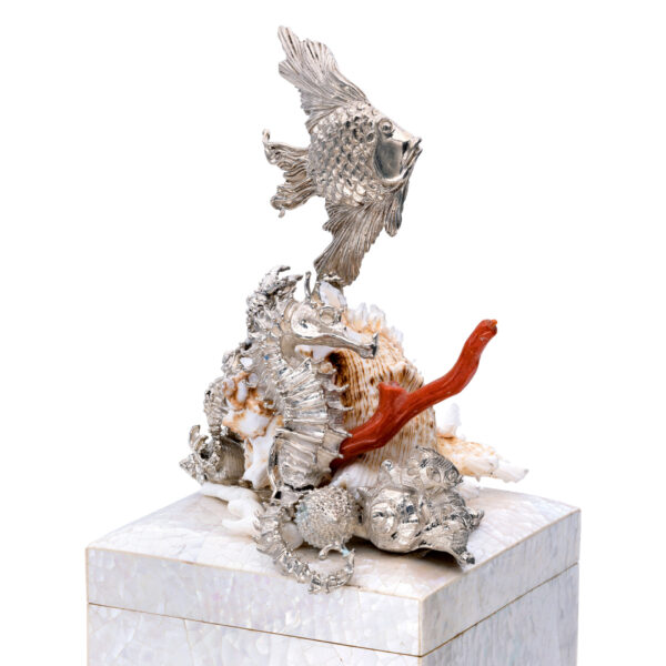 d'Avossa sculpture in Full Silver and Red Coral