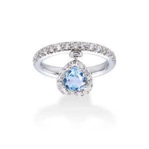 Aquamarine and white Diamonds d'Avossa Ring