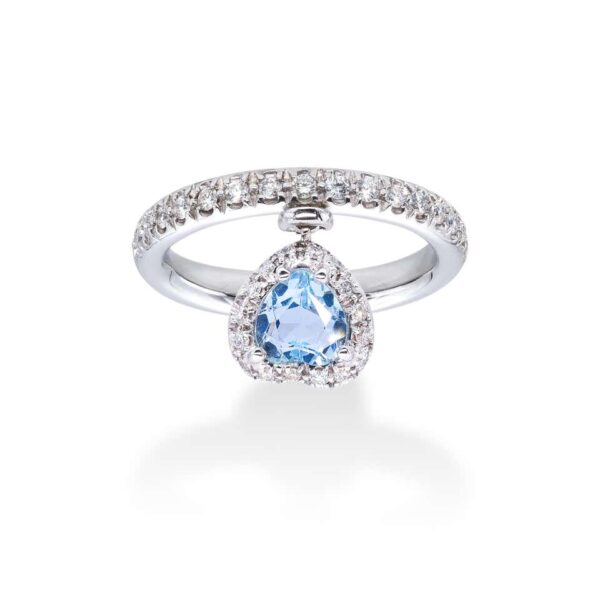 Aquamarine and white Diamonds d'Avossa Ring