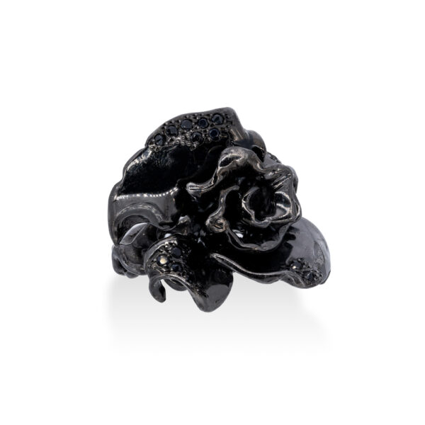 d'Avossa Ring in Black Silver with Black Sapphires 4L
