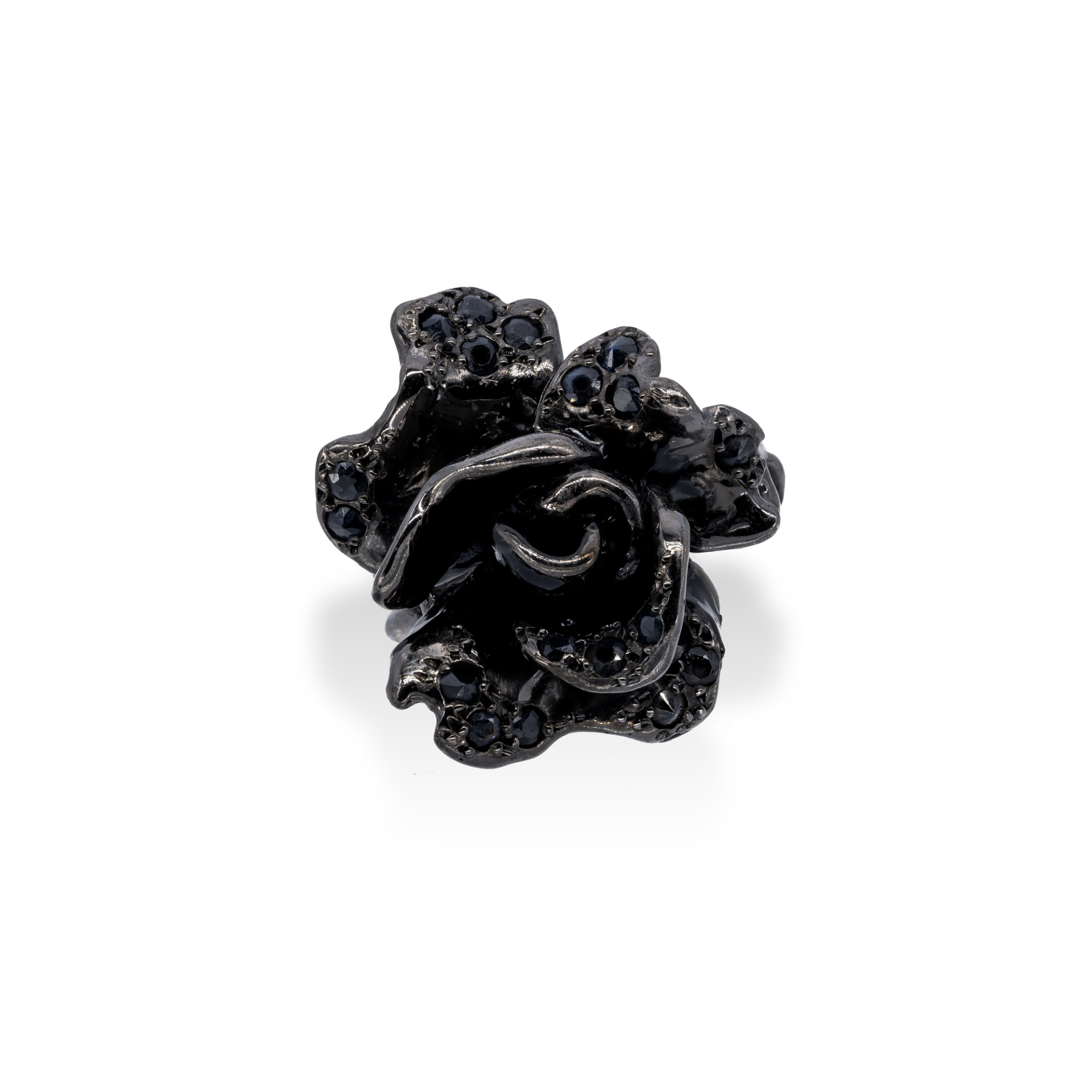 d'Avossa Ring in Black Silver with Black Sapphires 1s