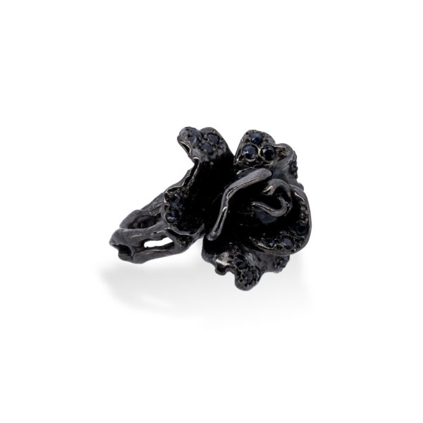 d'Avossa Ring in Black Silver with Black Sapphires 4s