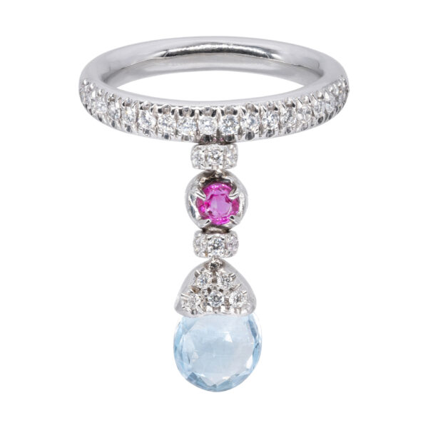 d'Avossa Ring with blue topaz, pink Sapphire, white Diamonds (2)