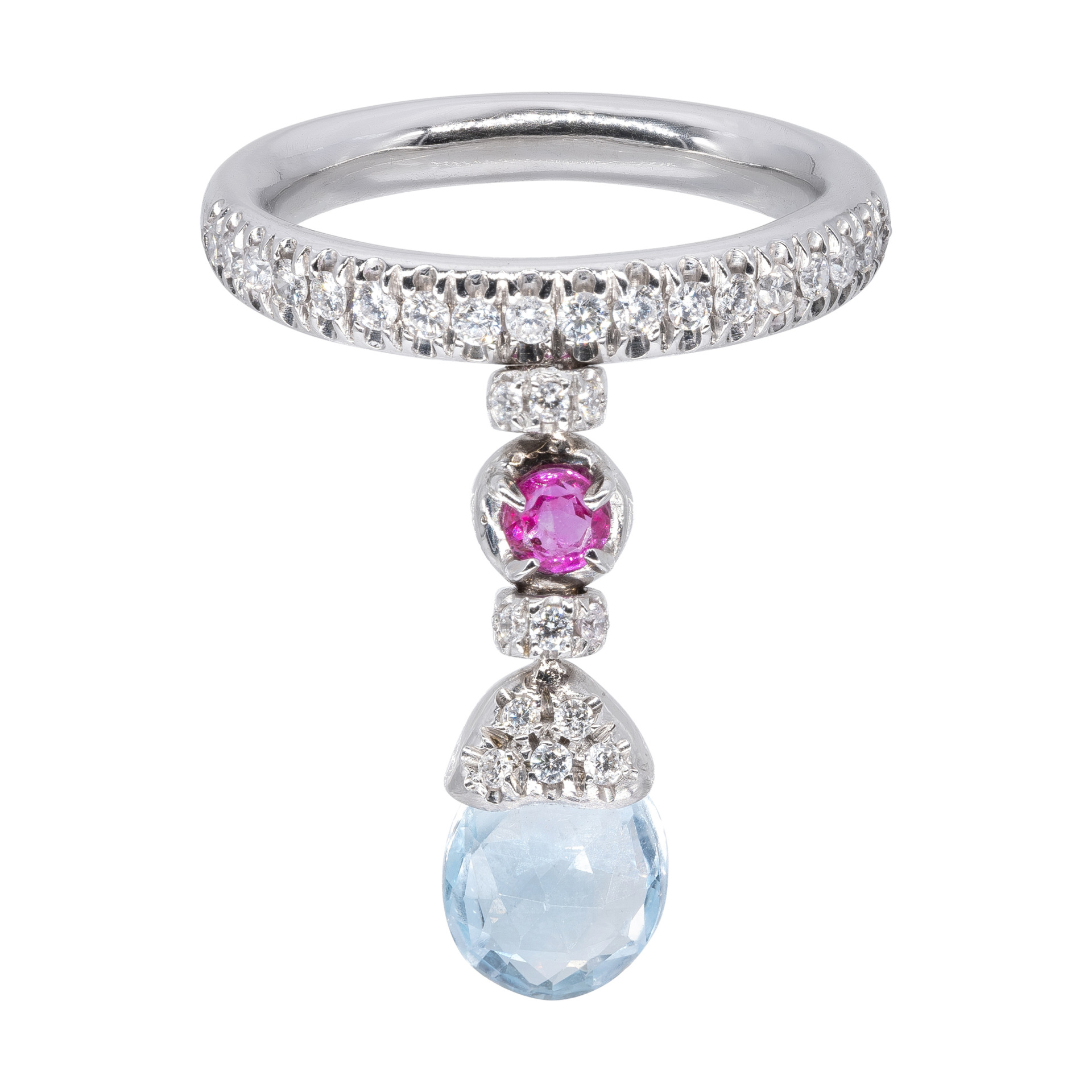 d'Avossa Ring with blue topaz, pink Sapphire, white Diamonds (2)