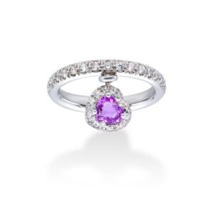 Pink Sapphire and white Diamonds d'Avossa Ring
