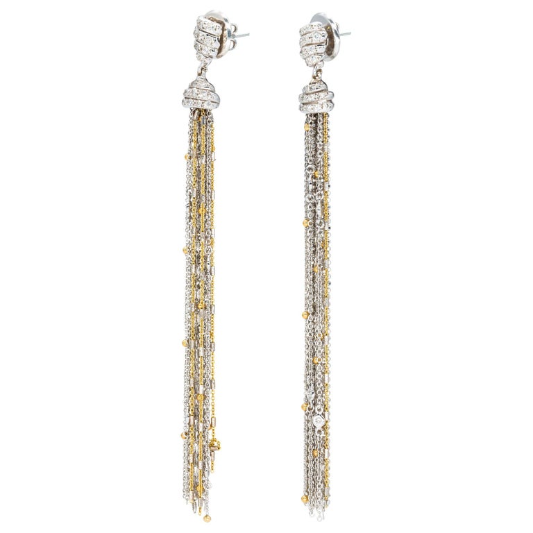 d’Avossa Earrings in 18kt white and yellow Gold with a pavè of white Diamonds