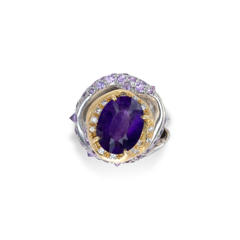 Ring from d'Avossa Rêves d'Argent Collection, in Silver, with Amethyst, Diamonds, Sapphires (5)