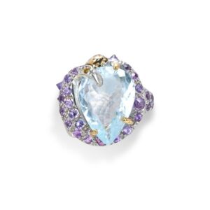 Ring from d'Avossa Rêves d'Argent Collection, in Silver, with Blue Topaz, Diamonds, Sapphires (6)