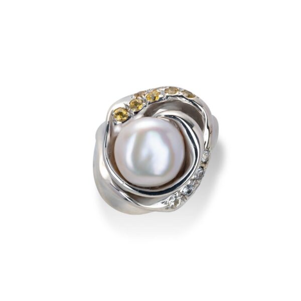 d'Avossa Ring from Rêves d'Argent Collection, in Silver, with Natural Pearl, Yellow and white Sapphires(5)