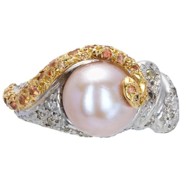 d'Avossa Ring from Rêves d'Argent Collection in Silver with Natural Pearl and Sapphires