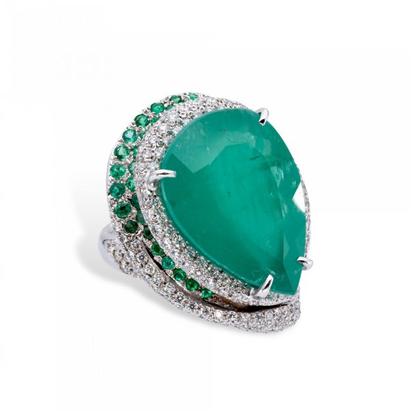 Colombian Emeralds and white Diamonds Ring - d'Avossa Jewels